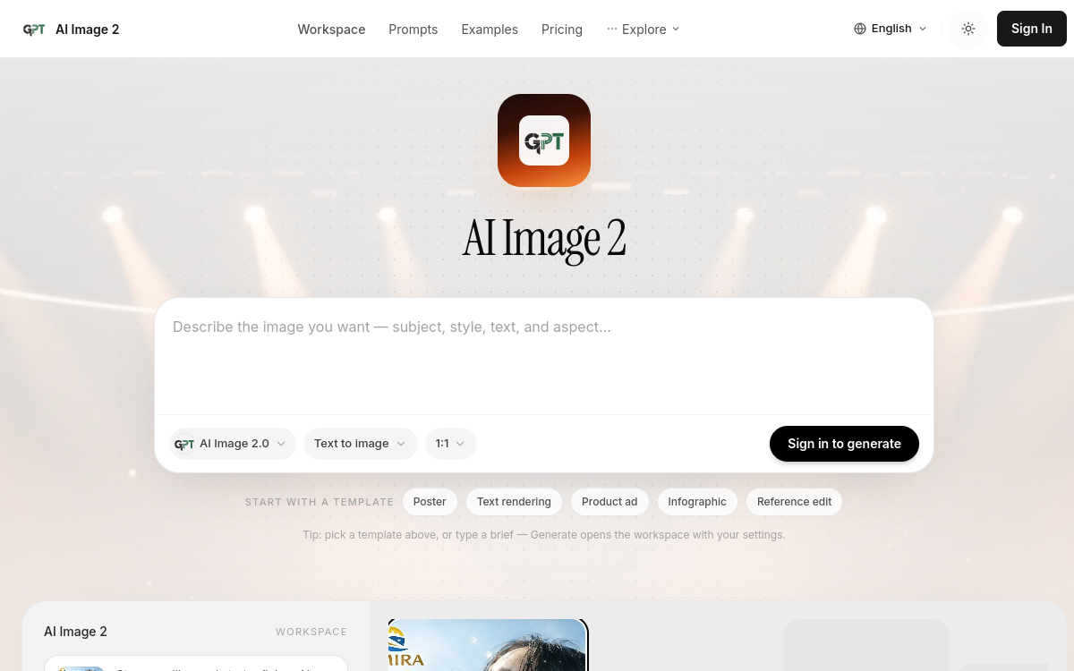 GPT Image 2 AI - 1 website screenshot