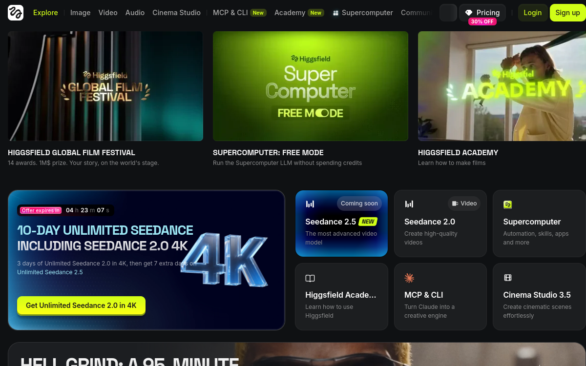 Higgsfield AI — AI-native creative suite 网站预览