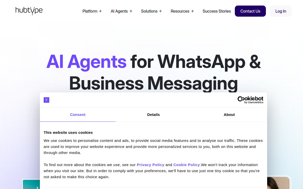 Hubtype website screenshot