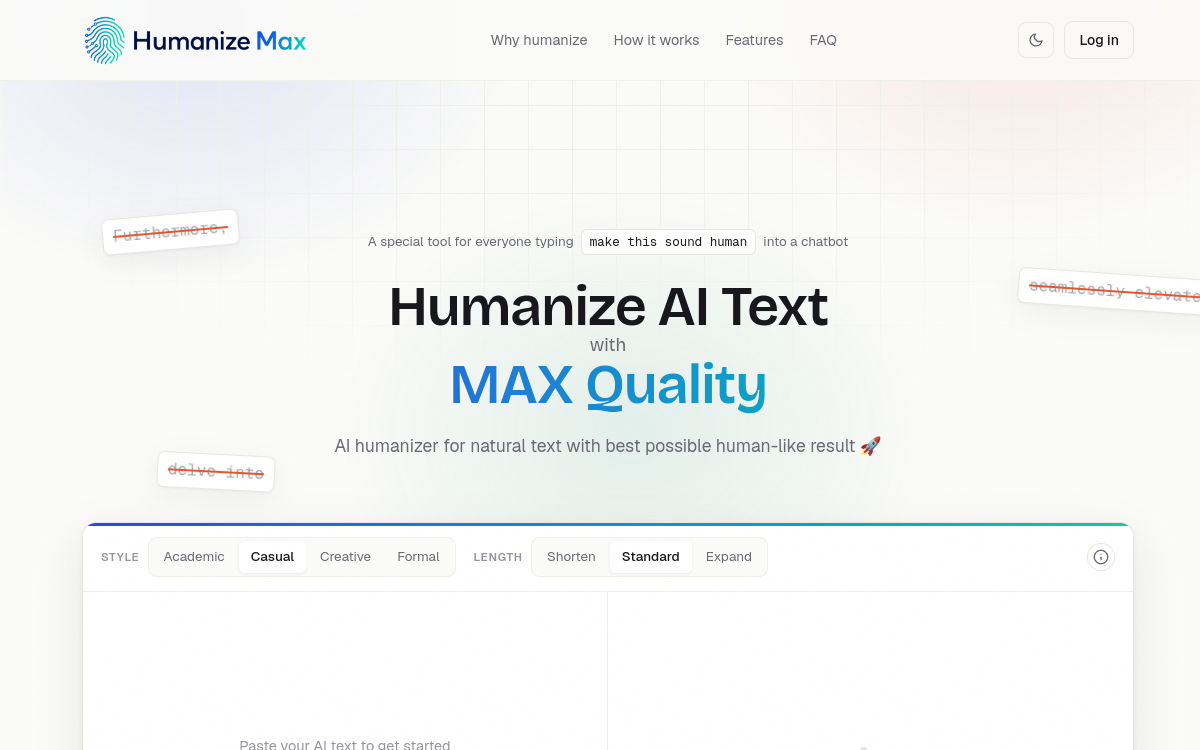 Humanize Max website screenshot