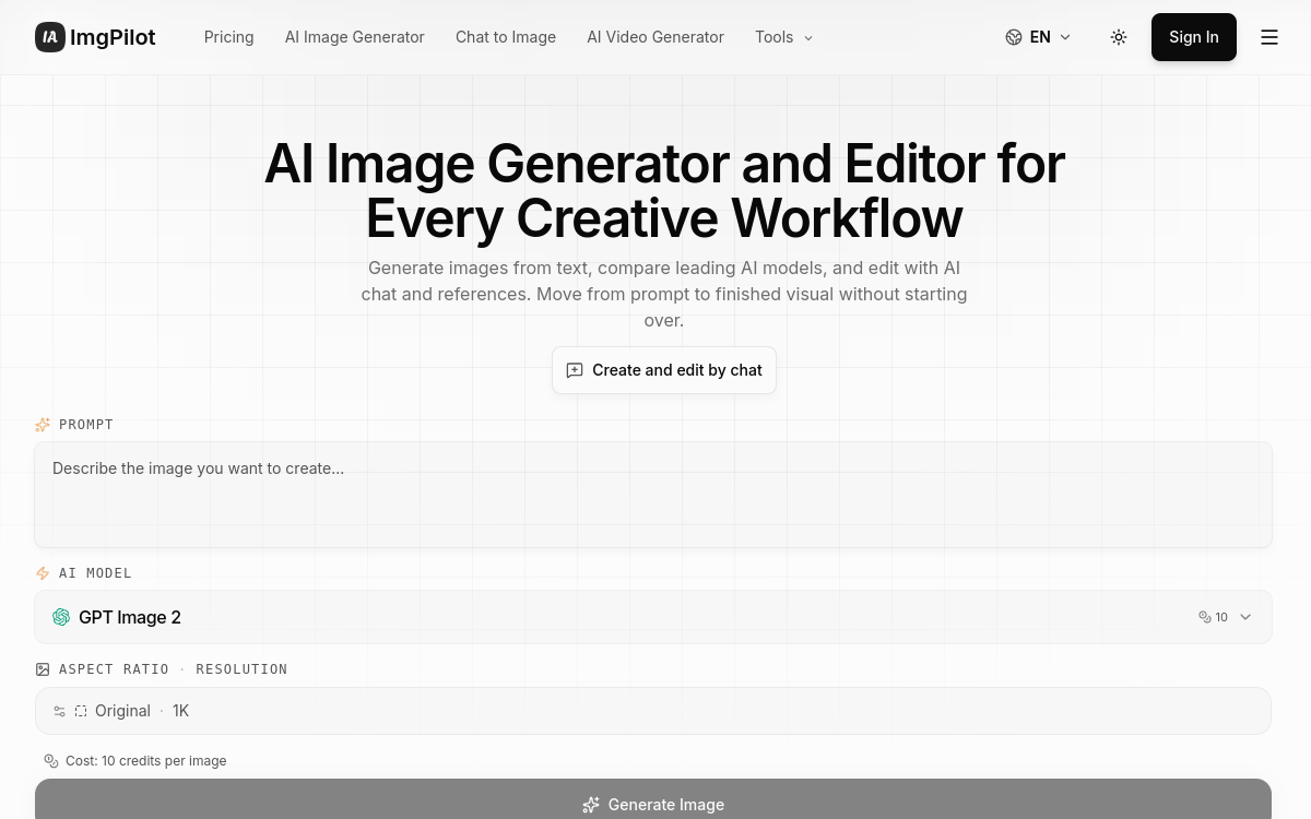 ImgPilot website screenshot