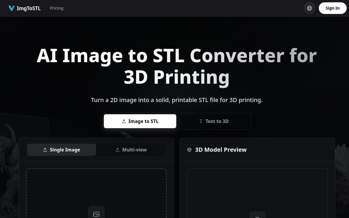 Image to STL - 2 website screenshot