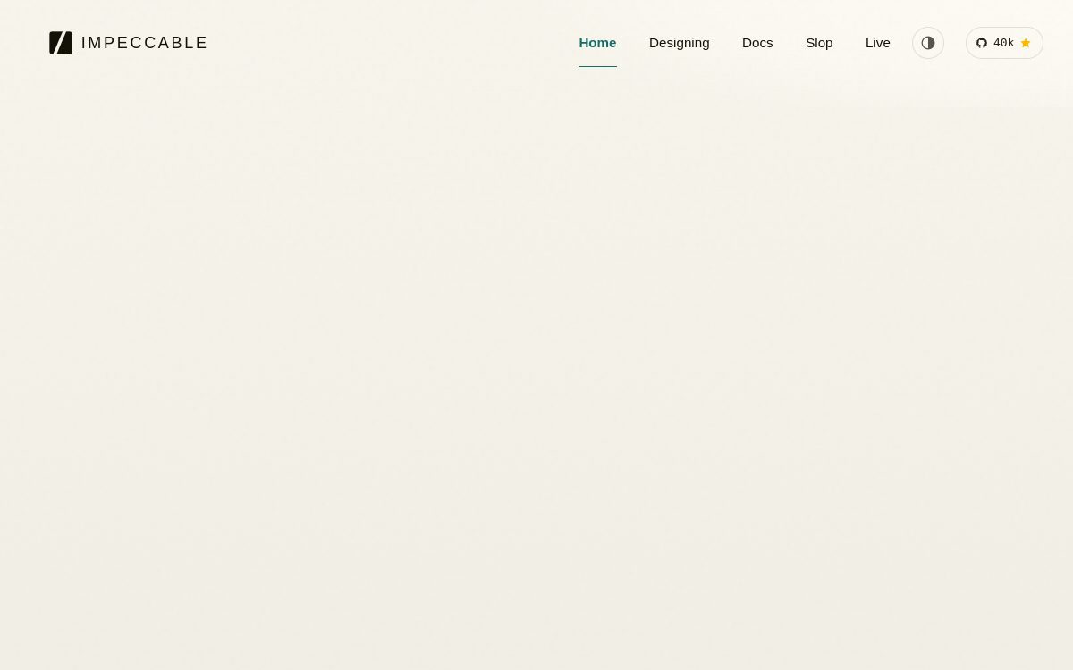 Impeccable website screenshot