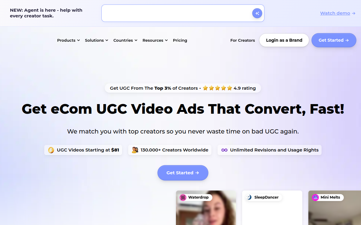 Influee website screenshot