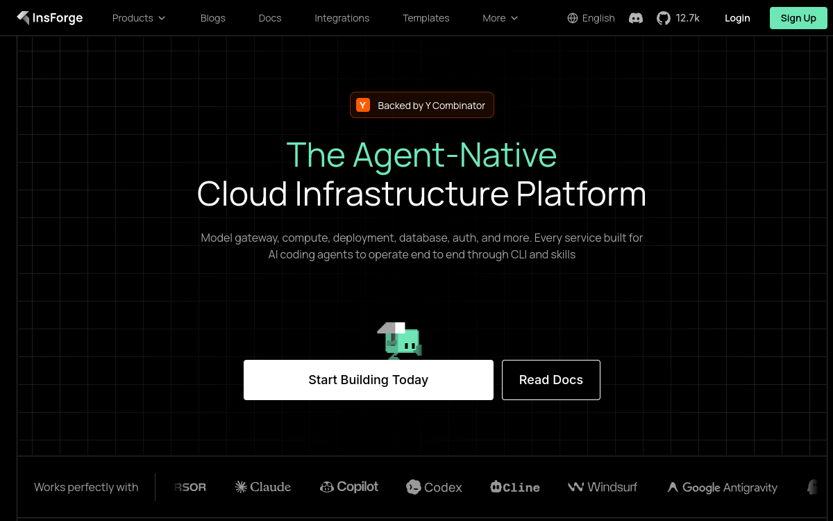 InsForge website screenshot