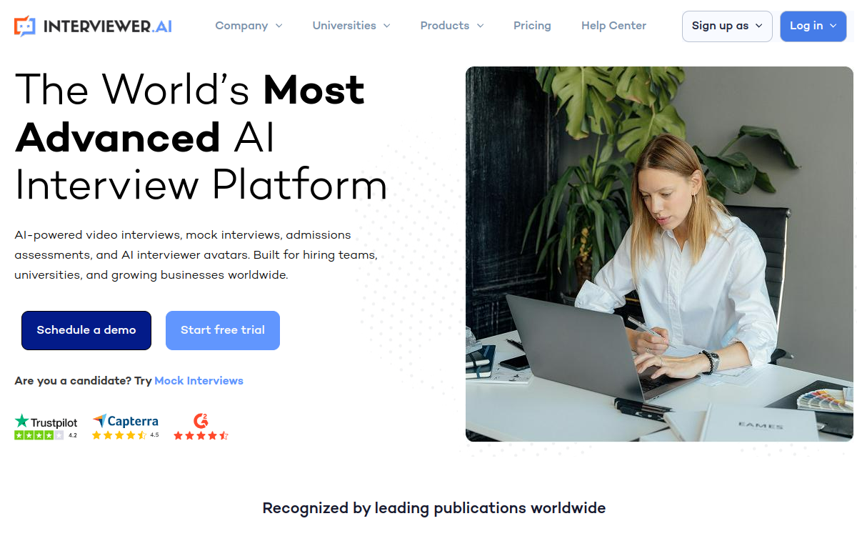 interviewer.ai website screenshot