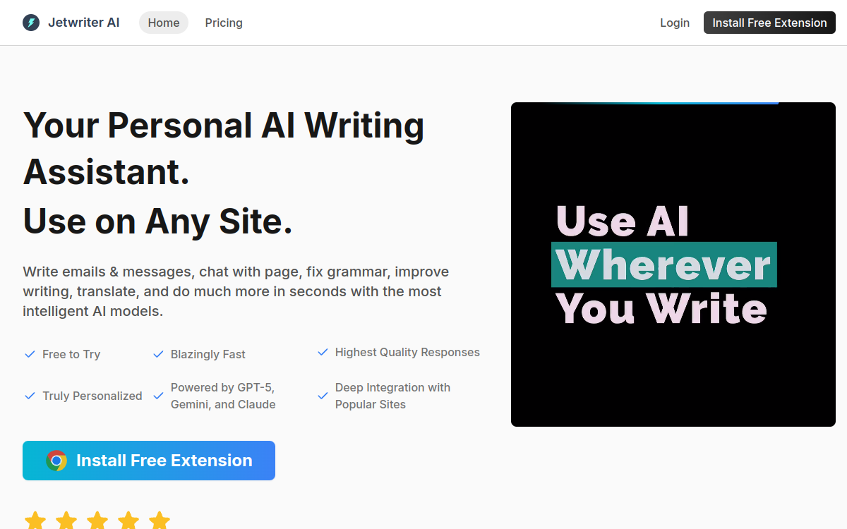 Jetwriter AI website screenshot