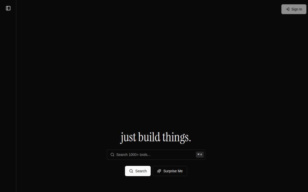Just build things website screenshot