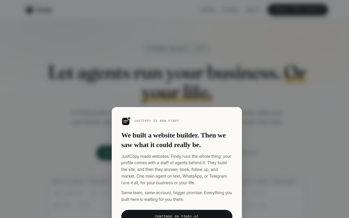 JustCopy.ai website screenshot