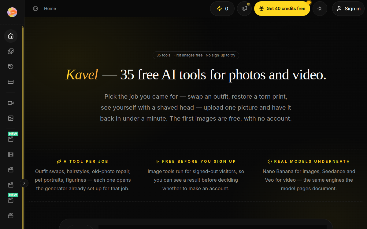 kavel ai website screenshot
