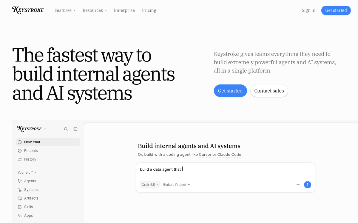 Keystroke website screenshot