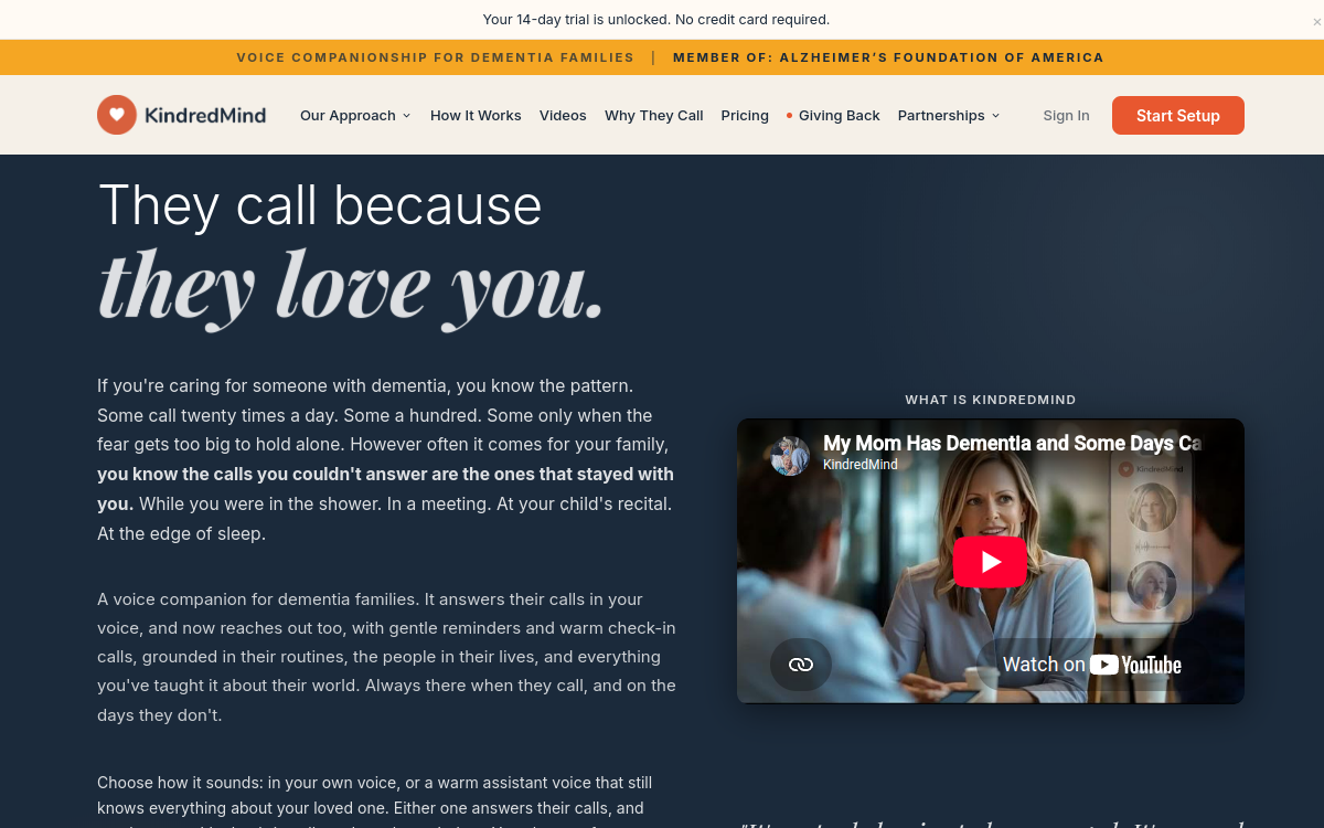 KindredMind website screenshot