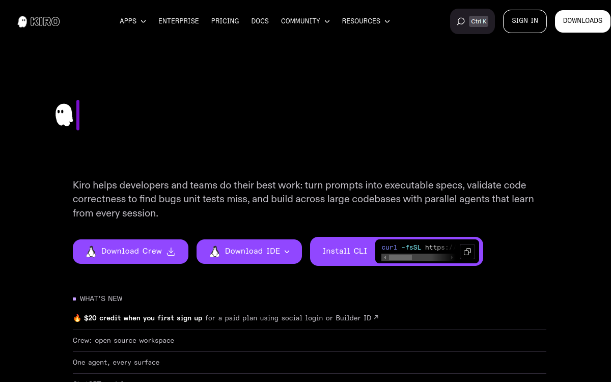 Kiro website screenshot