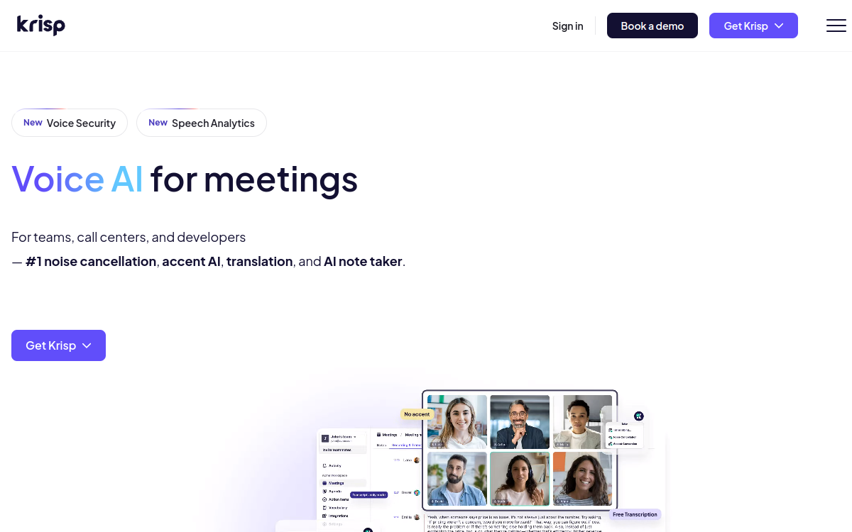 Krisp website screenshot