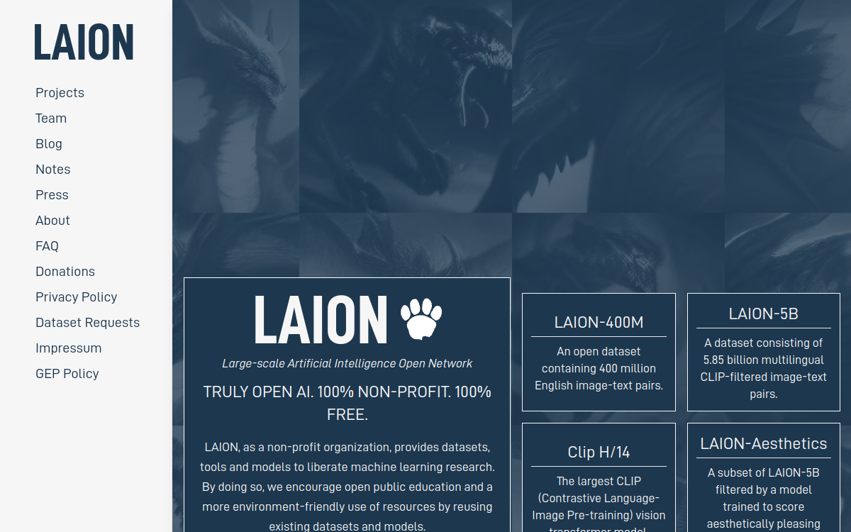 Laion website screenshot