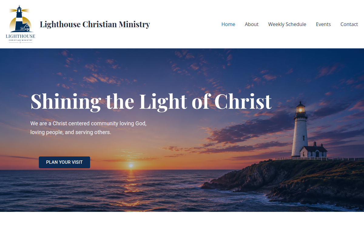 Lighthouse Christian Ministry website homepage