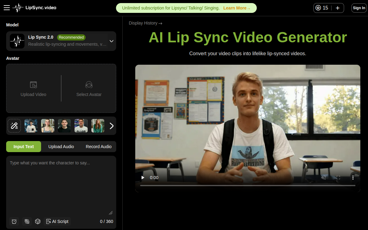 LipSync.video website screenshot