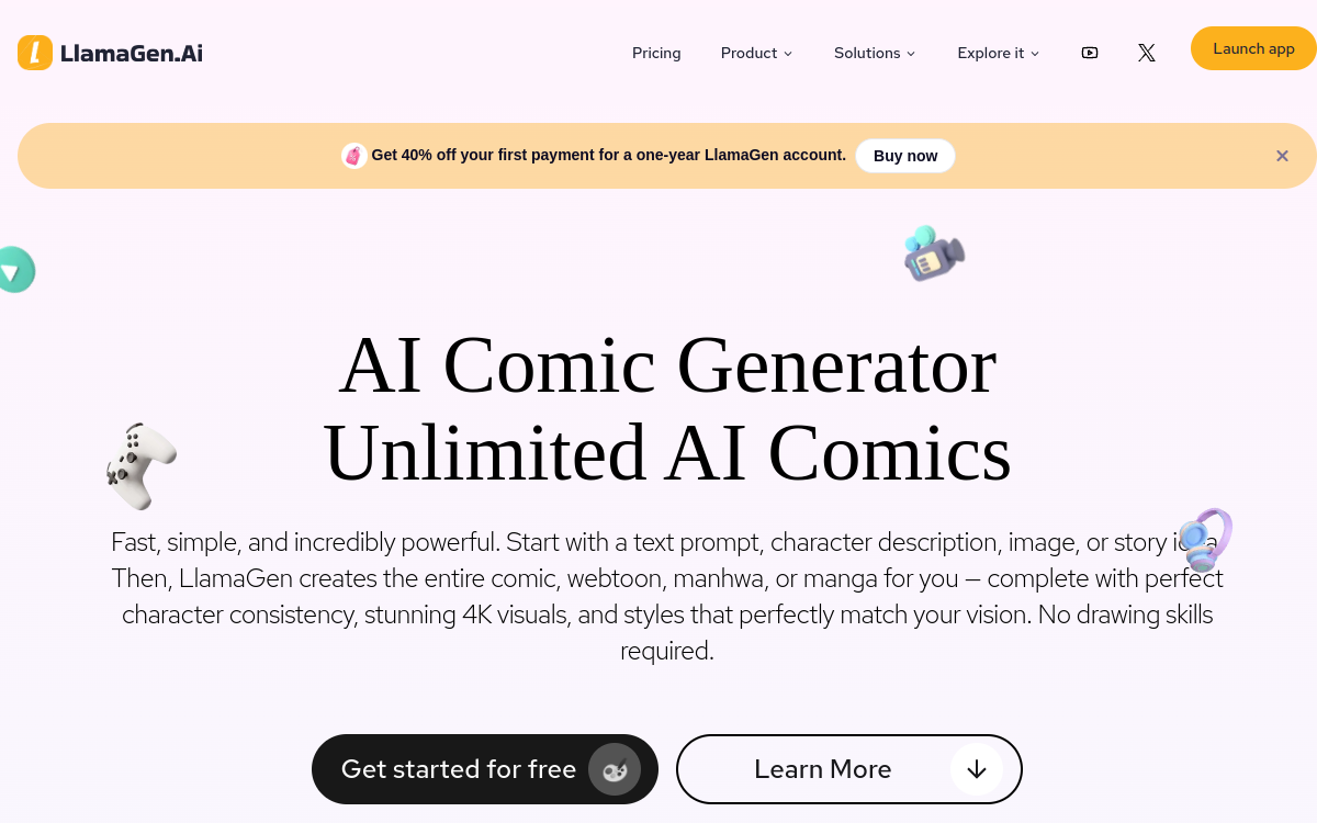 llamagen website screenshot