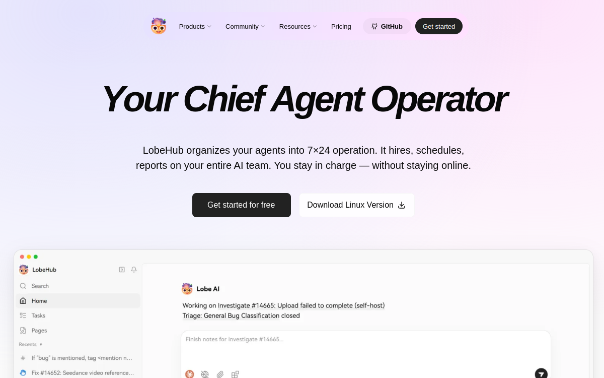 LobeHub website screenshot