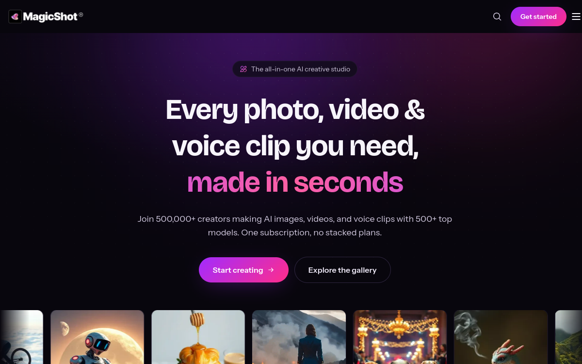MagicShot website screenshot