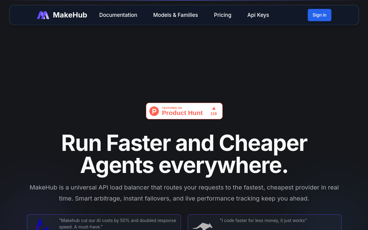 MakeHub.ai website screenshot