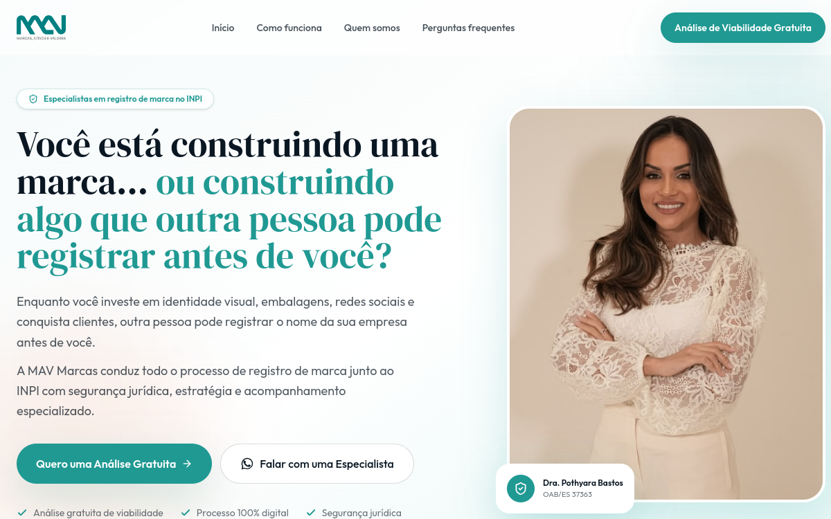 Prévia do site MAV Marcas