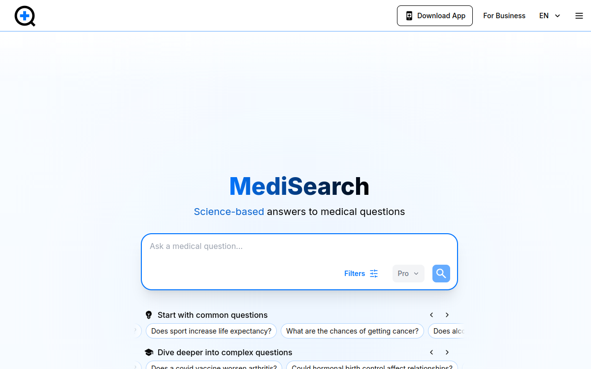 MediSearch website screenshot