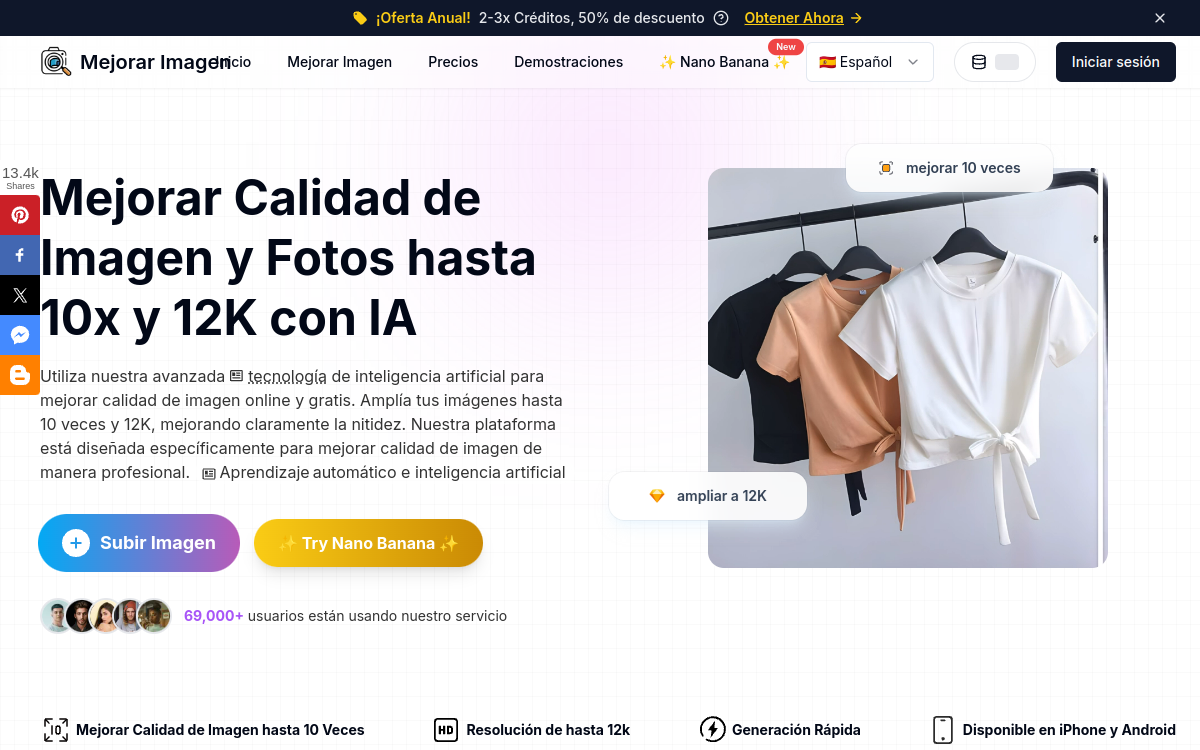Mejorar Imagen website screenshot