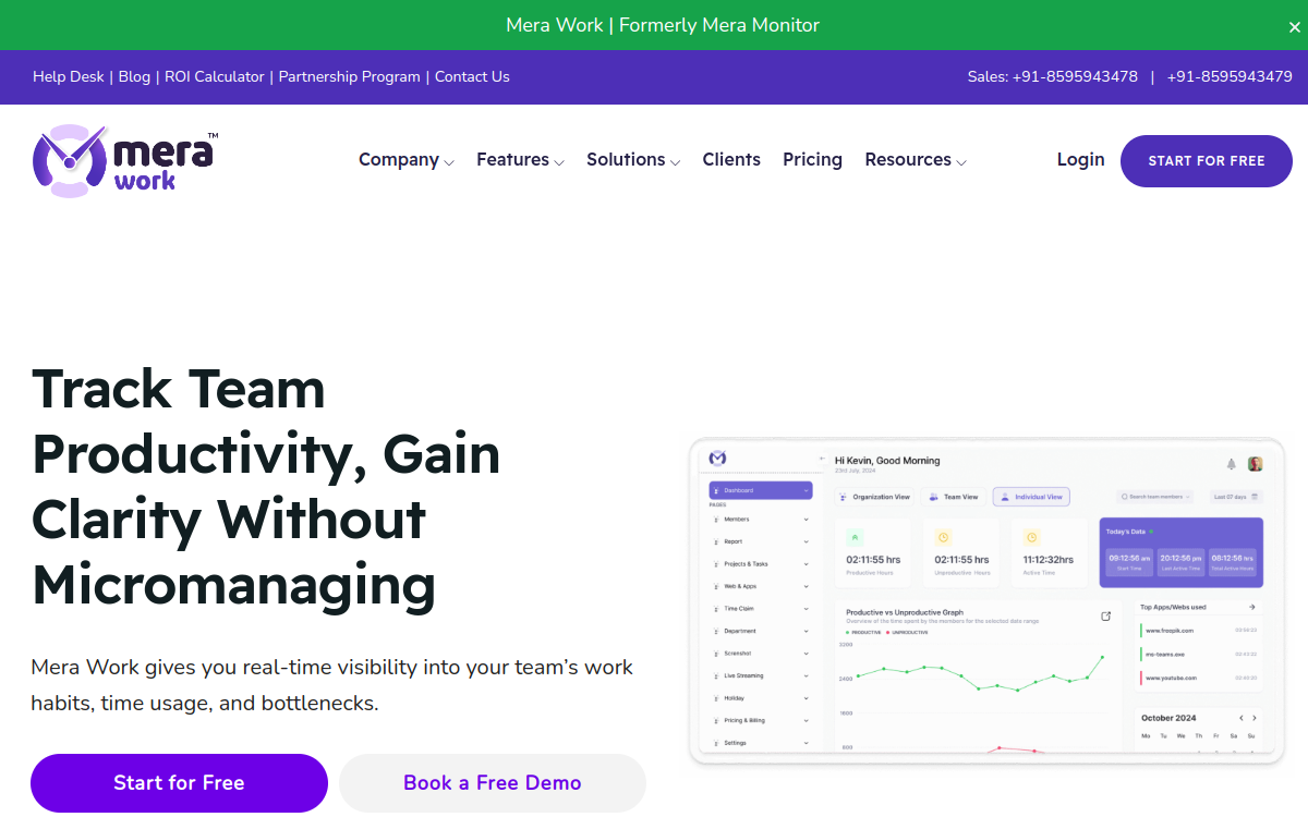 Mera Monitor website screenshot