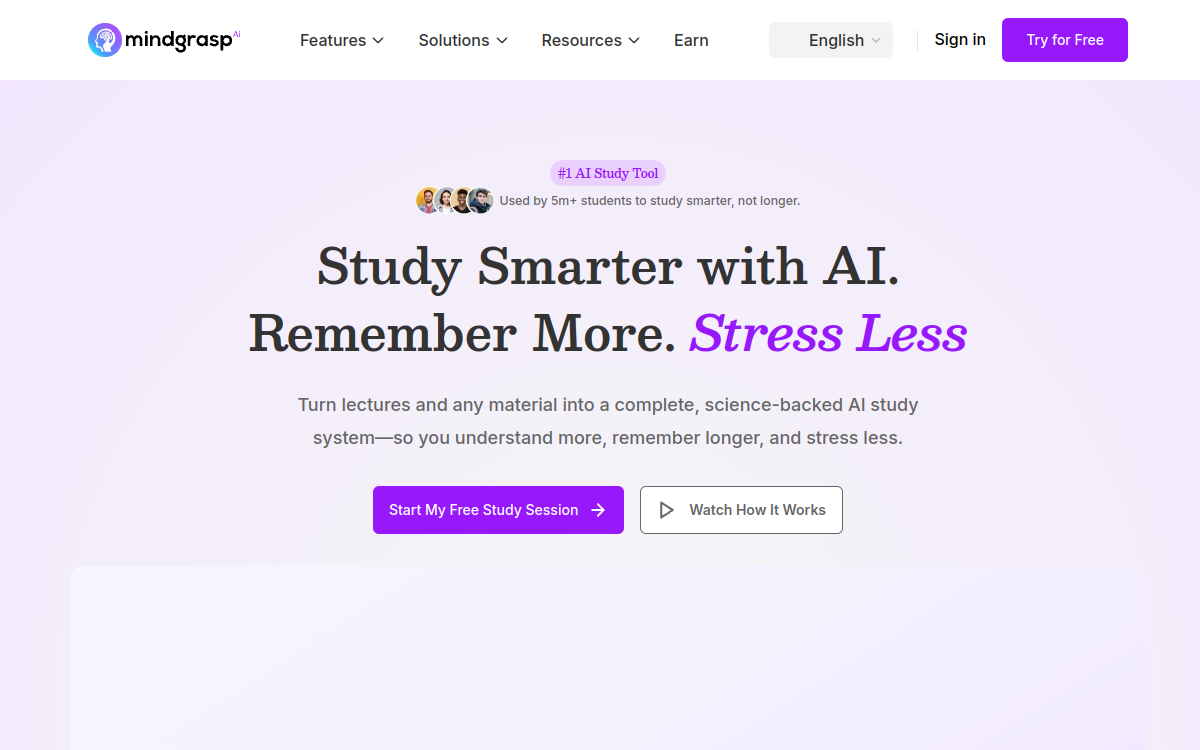 Mindgrasp website screenshot