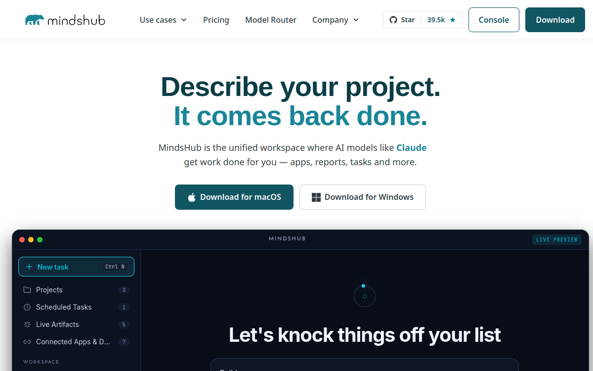 MindsDB website screenshot