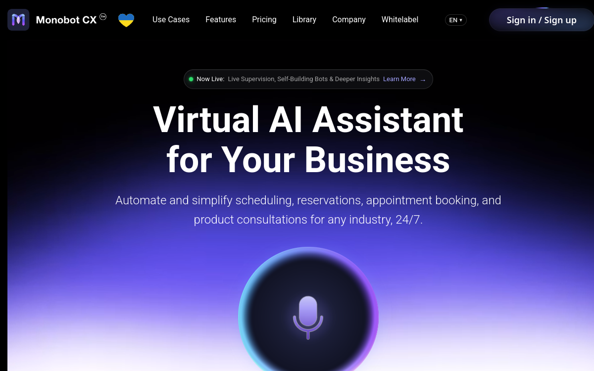 monobot.ai - Virtual AI Assistant website screenshot