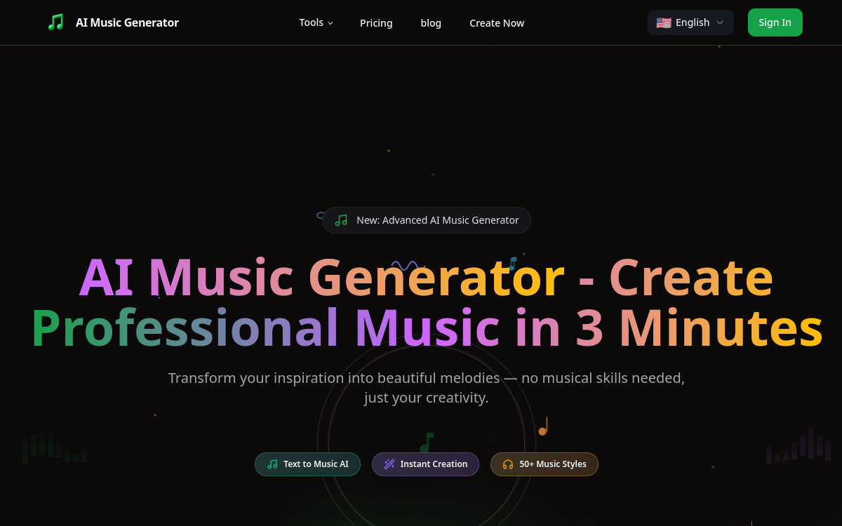 AI Music Generator - website screenshot