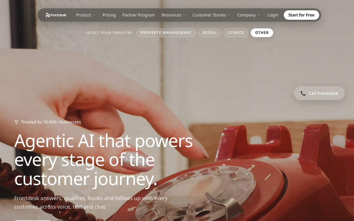 myaifrontdesk.com website screenshot