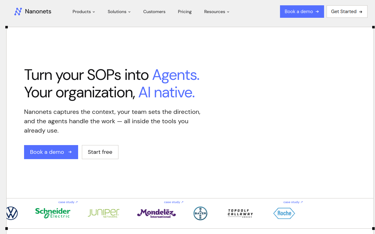 Nanonets website screenshot