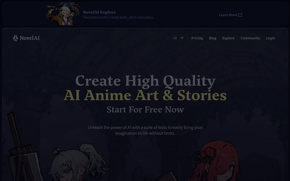 NovelAI website screenshot