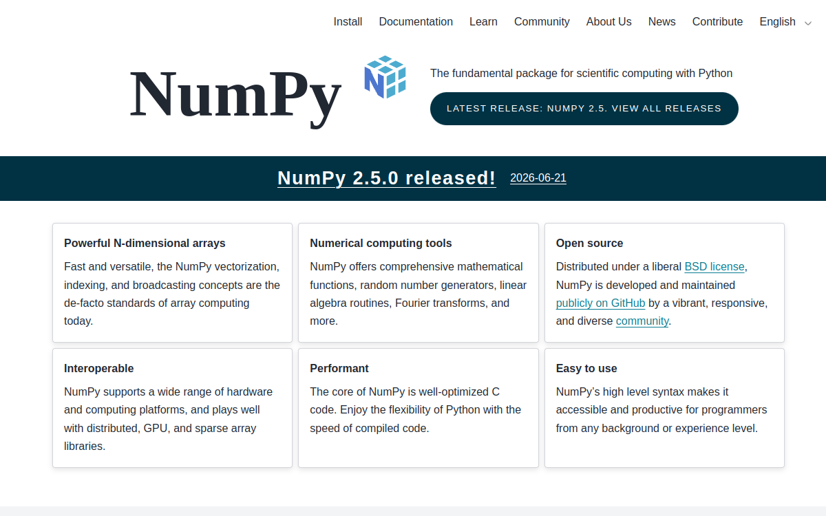 NumPy 网站预览