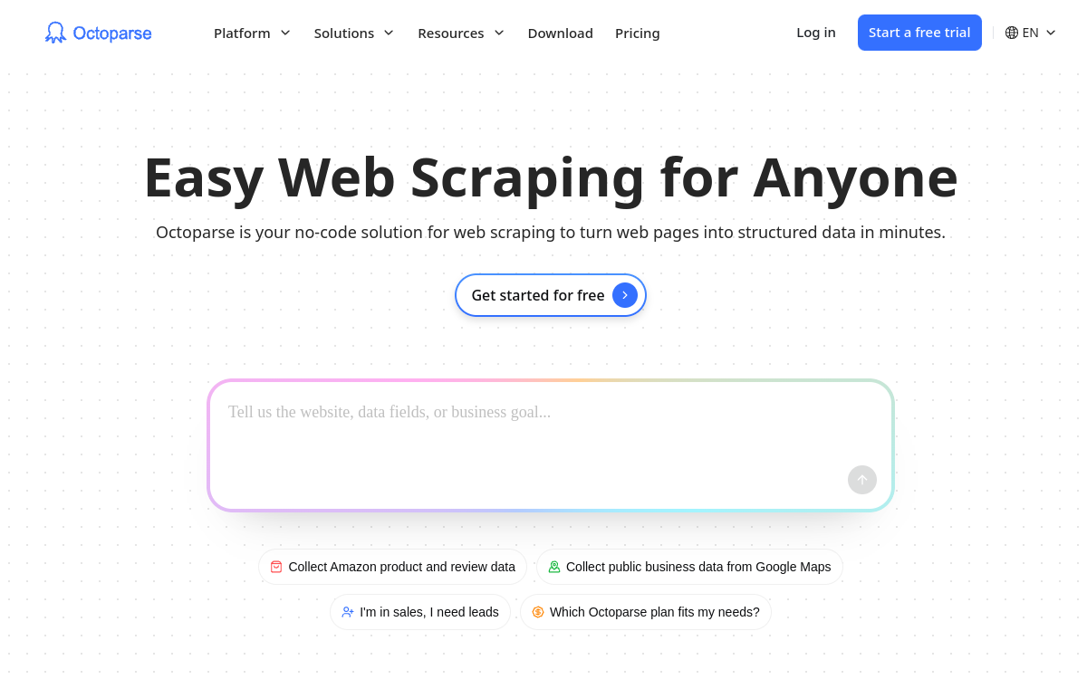 Octoparse website screenshot