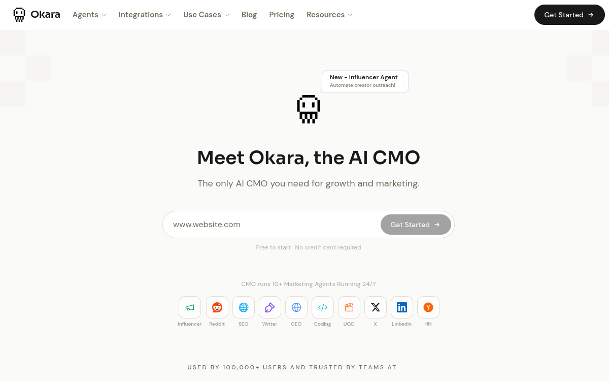 Okara website screenshot