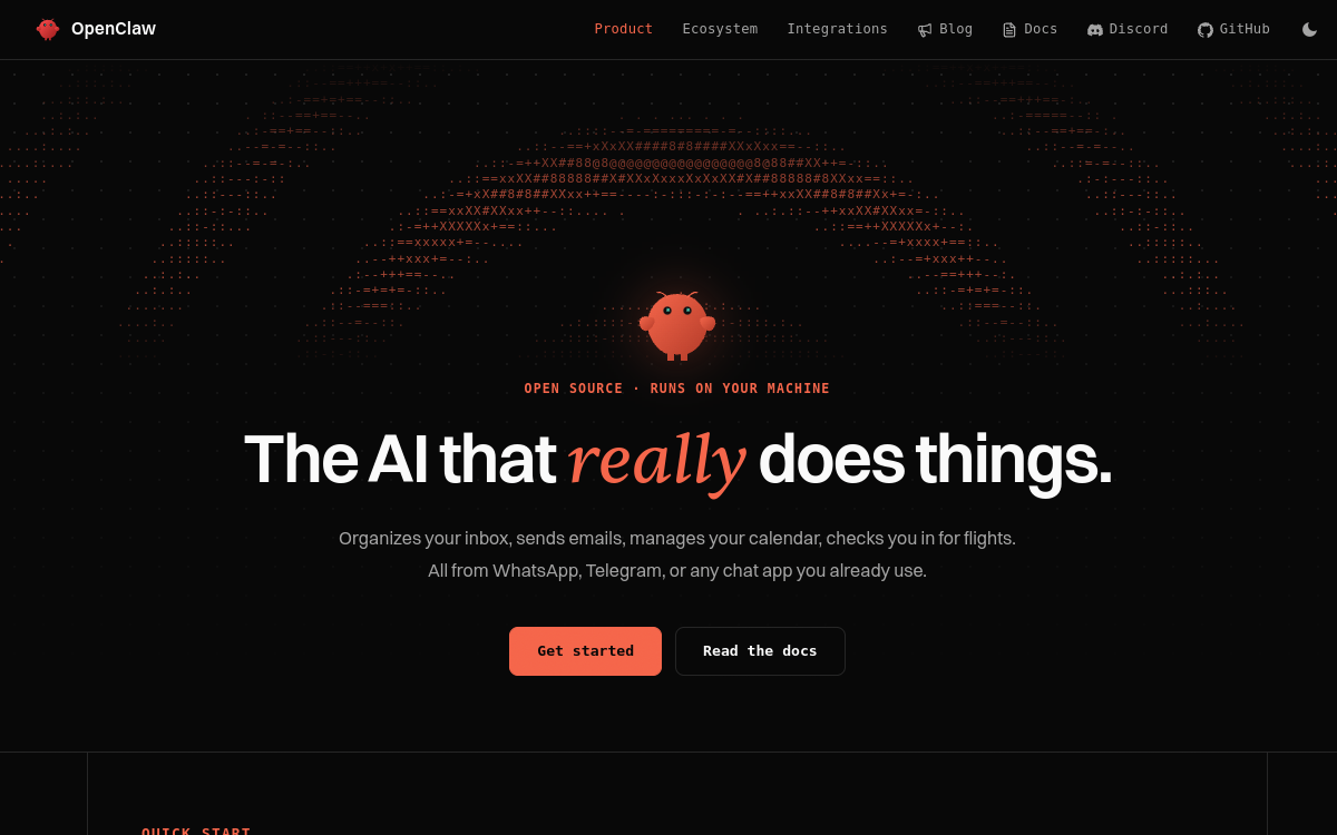 OpenClaw website screenshot