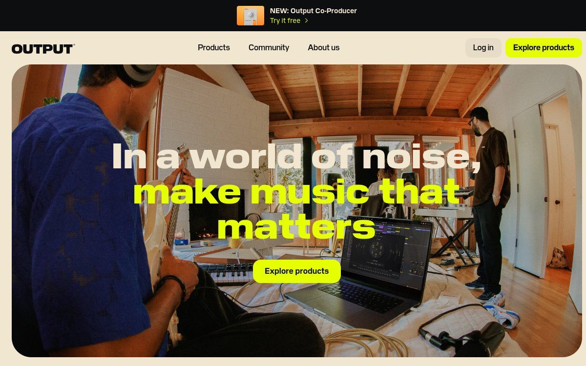 Output website screenshot