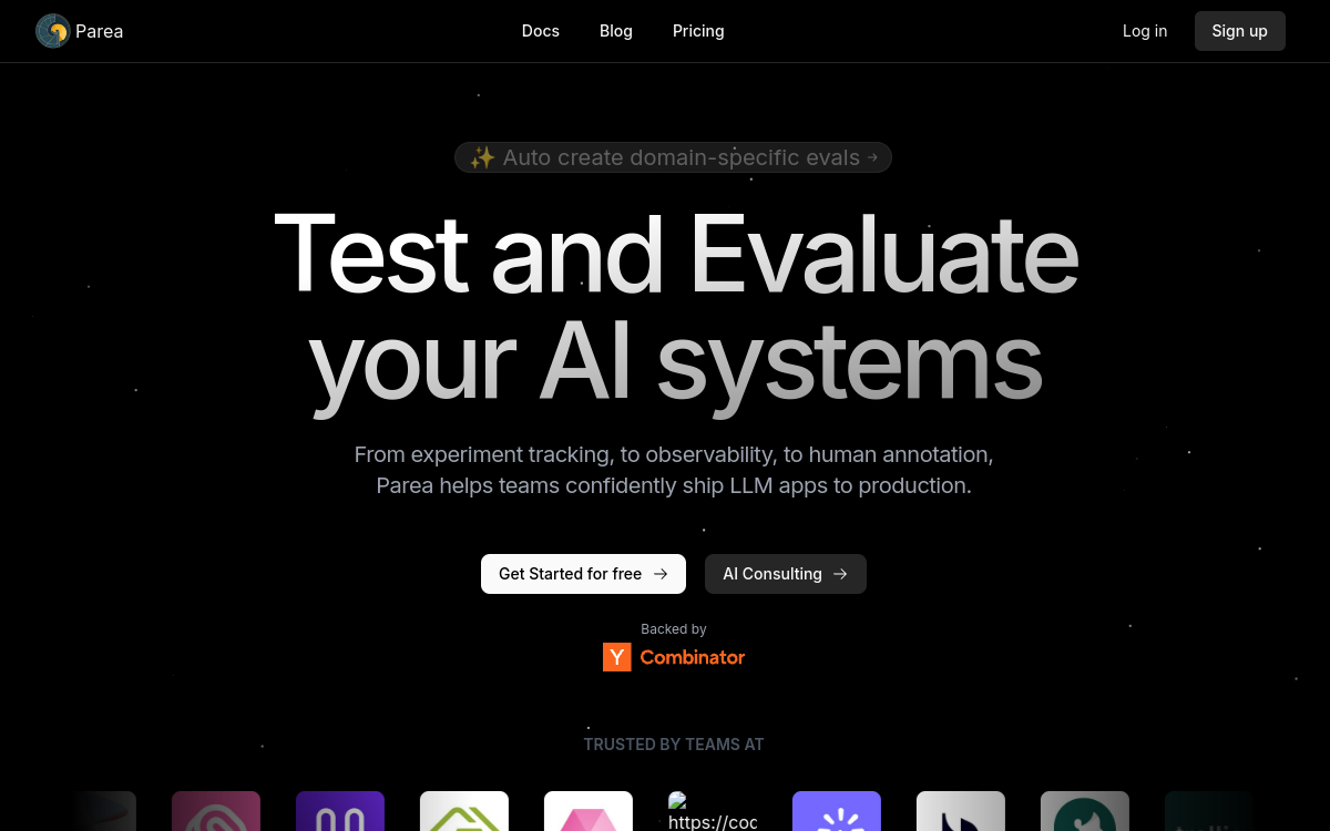 parea.ai website screenshot