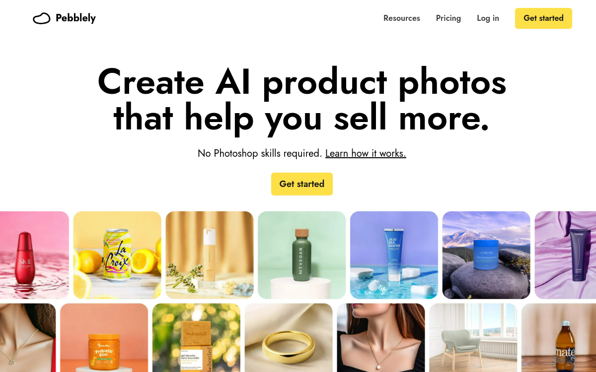 Pebblely AI Product Photography | Create beautiful product photos in seconds 网站预览