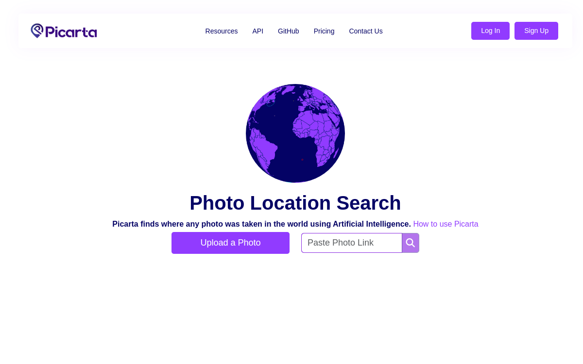 Picarta website screenshot