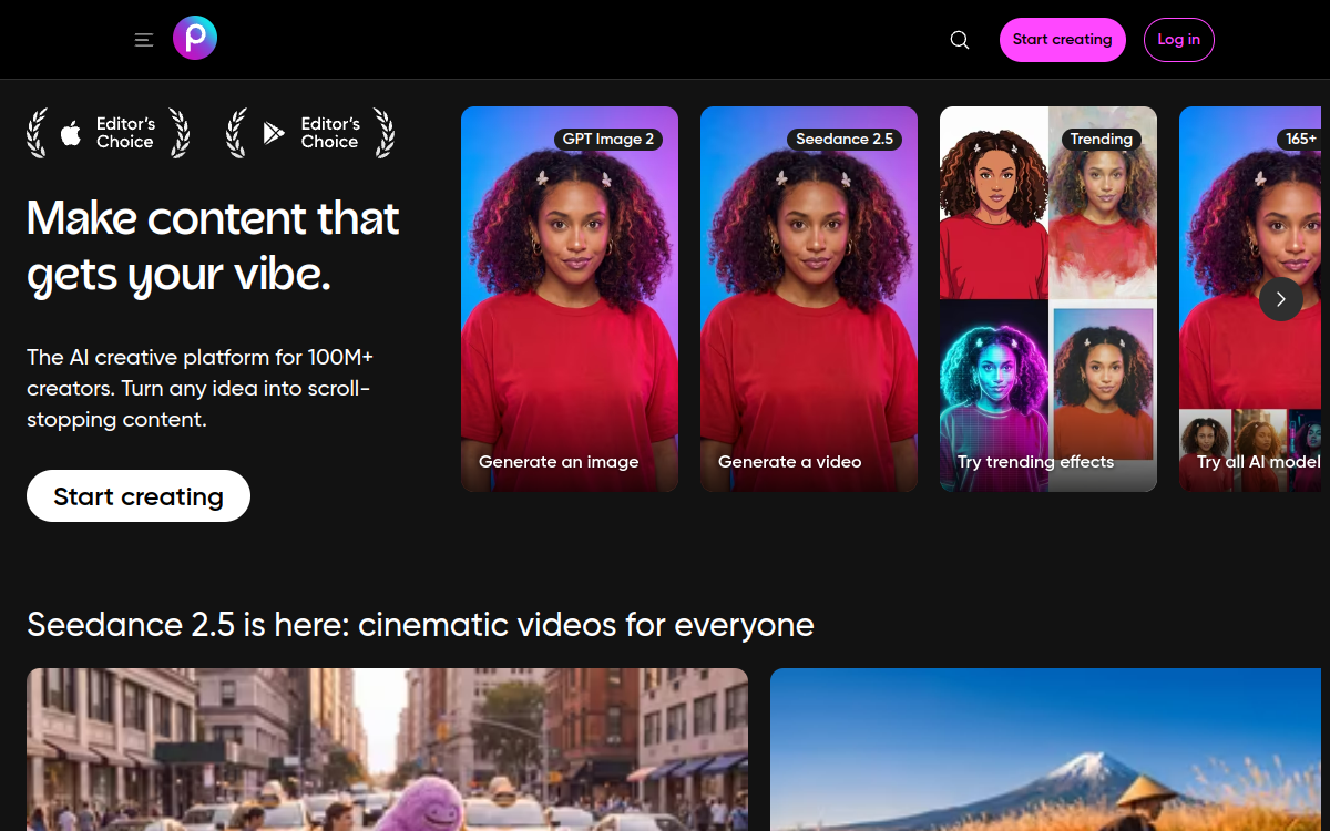 Picsart website screenshot