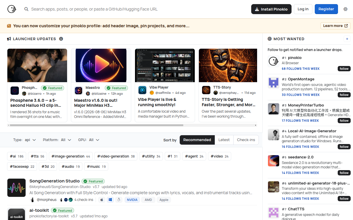 Pinokio website screenshot