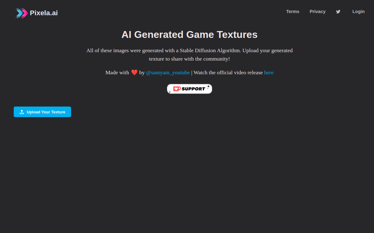 Pixela AI website screenshot