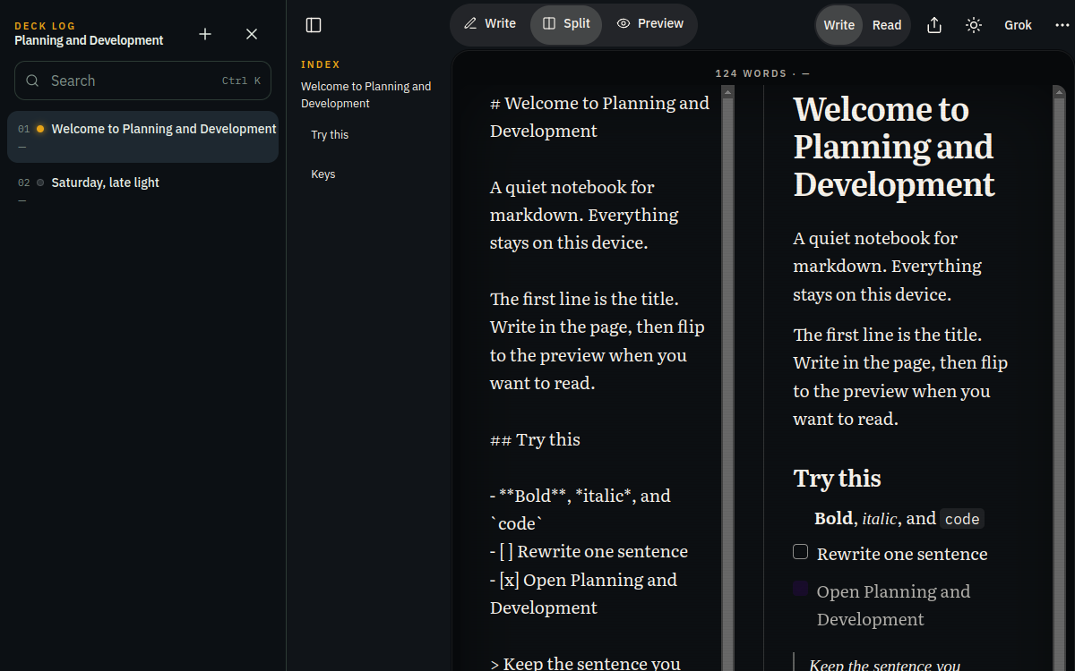 Screenshot of Planning and Development