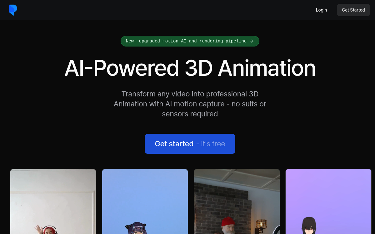 Plask Motion: AI-powered Mocap Animation Tool 网站预览