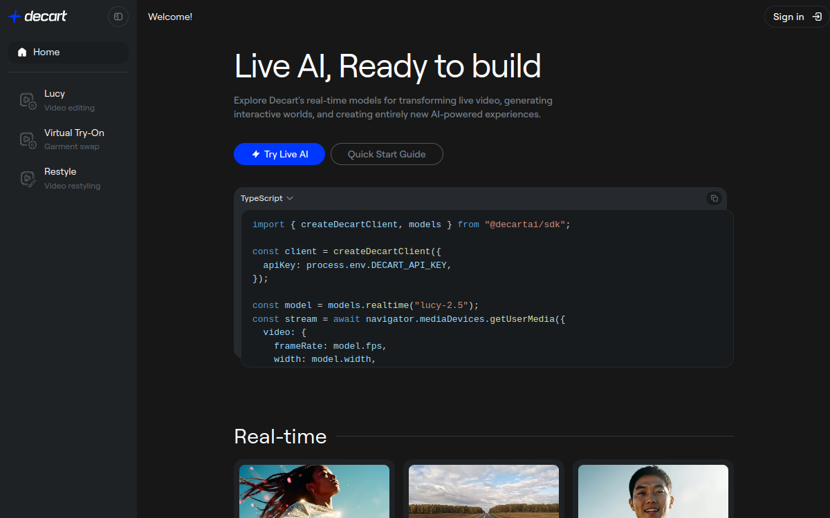 Lucy Edit by Decart website screenshot